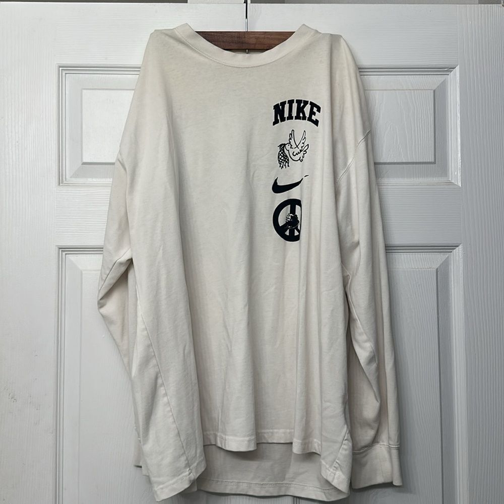 Nike Mens Move To Zero LS Cream Basketball Shirt Size XL